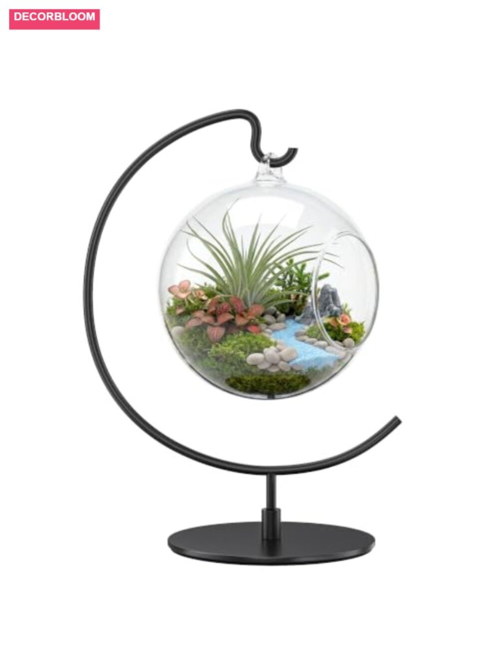 Iron Ornament Display Stand with Hook Tabletop Hanging Holder 11.2"